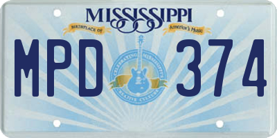 MS license plate MPD374