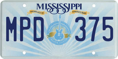MS license plate MPD375