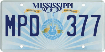 MS license plate MPD377