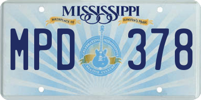 MS license plate MPD378
