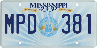 MS license plate MPD381