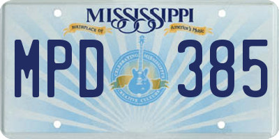 MS license plate MPD385