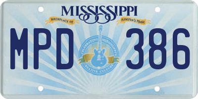 MS license plate MPD386