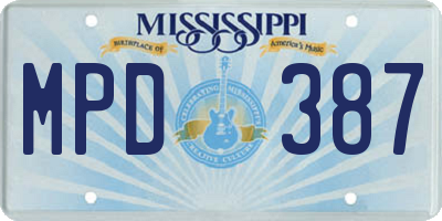 MS license plate MPD387