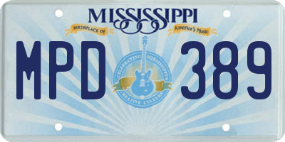 MS license plate MPD389