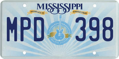 MS license plate MPD398