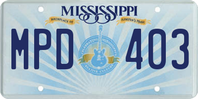MS license plate MPD403