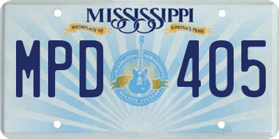 MS license plate MPD405