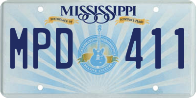 MS license plate MPD411