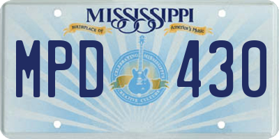 MS license plate MPD430