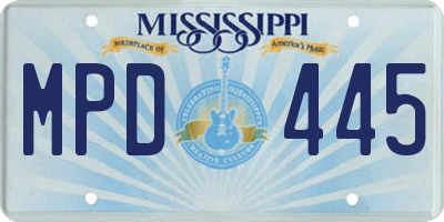 MS license plate MPD445
