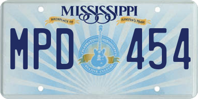 MS license plate MPD454