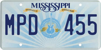 MS license plate MPD455