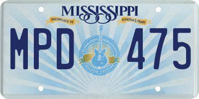 MS license plate MPD475