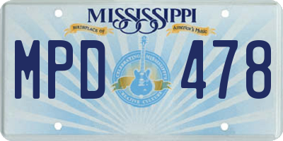 MS license plate MPD478