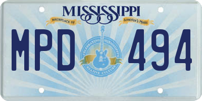 MS license plate MPD494