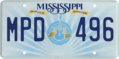 MS license plate MPD496