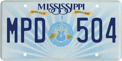 MS license plate MPD504