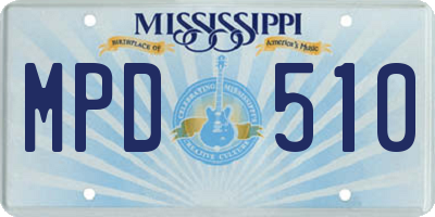 MS license plate MPD510