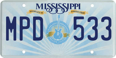 MS license plate MPD533