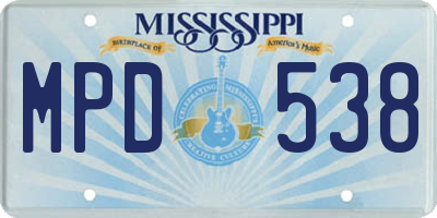MS license plate MPD538