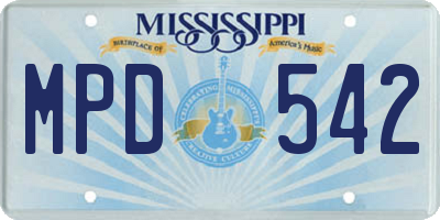 MS license plate MPD542