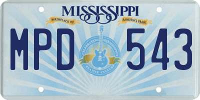 MS license plate MPD543