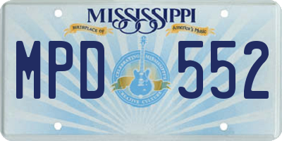 MS license plate MPD552
