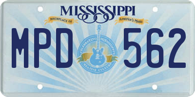 MS license plate MPD562