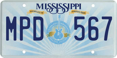 MS license plate MPD567