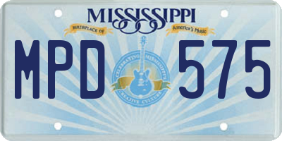MS license plate MPD575