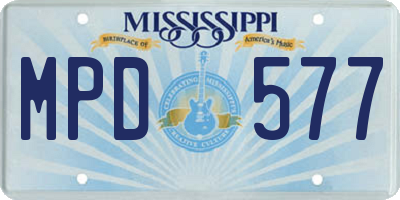 MS license plate MPD577