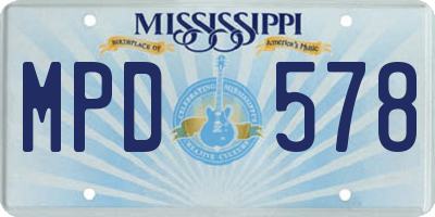 MS license plate MPD578