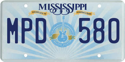 MS license plate MPD580