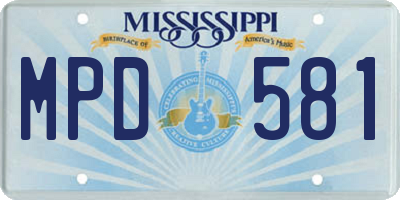 MS license plate MPD581