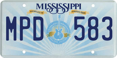 MS license plate MPD583