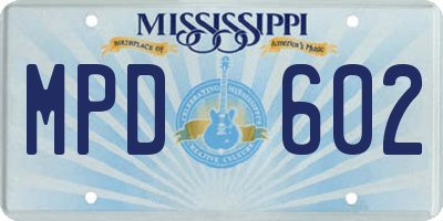 MS license plate MPD602