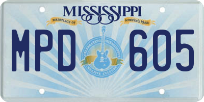 MS license plate MPD605