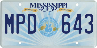 MS license plate MPD643