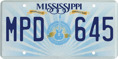 MS license plate MPD645