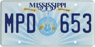 MS license plate MPD653
