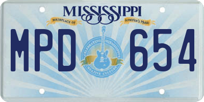 MS license plate MPD654