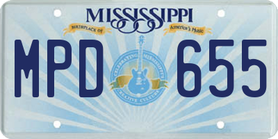 MS license plate MPD655