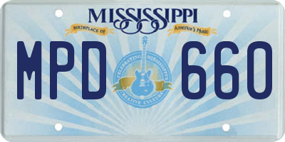 MS license plate MPD660