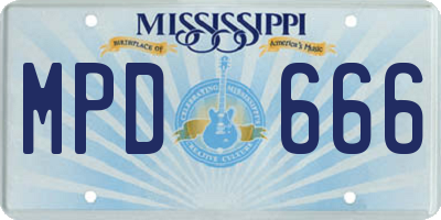 MS license plate MPD666