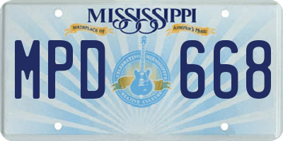 MS license plate MPD668