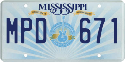 MS license plate MPD671