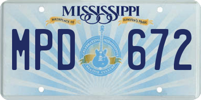 MS license plate MPD672