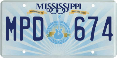 MS license plate MPD674
