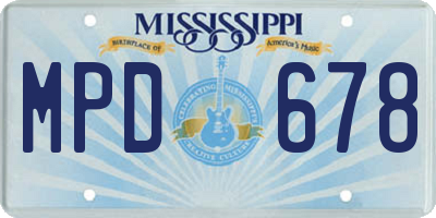 MS license plate MPD678